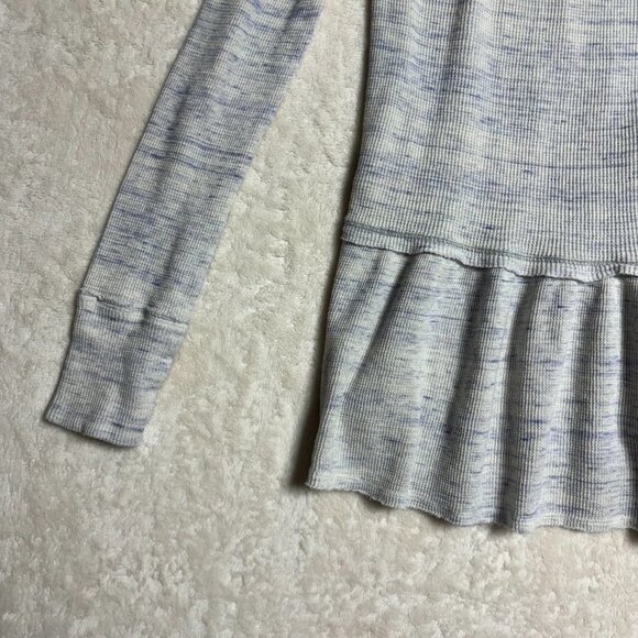 We The Free People Womens Coastline Thermal Henley Small Waffle Peplum Top Blue - Picture 9 of 15